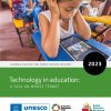 Front cover of GEM Report showing girl sitting at desk looking at device, with cover title text and logos